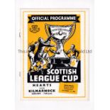 1958 SCOTTISH LEAGUE CUP SEMI-FINAL Programme for Hearts v Kilmarnock 1/10/1958 at Hibernian FC.