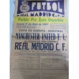 REAL MADRID V MANCHESTER UNITED 1957 / POSTER Original poster from the Real Madrid v Manchester