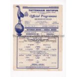 TOTTENHAM HOTSPUR V ARSENAL 1955 Single sheet programme for the SE Counties League match at
