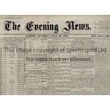 LONDON EVENING NEWS 1881 A reproduced issue newspaper of number 1, dated 26/7/1881. Generally good