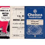 BRITISH ARMY FOOTBALL Four programmes including 2 at Chelsea v French Army 6/4/1960, slightly