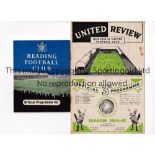 ARSENAL Two away programmes v Newcastle United 18/12/1954, very slight rust mark and v Reading 1/