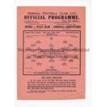 ARSENAL Single sheet home programme for the London War League match v Reading 29/11/1941, creased,