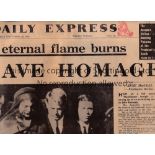 J.F.K. / JOHN KENNEDY ASSASSINATION Daily Express dated 26/11/1963 with pictures and reports.