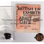 BRITISH EMPIRE EXHIBITION WEMBLEY 1924 Three items relating to the exhibition including a ticket