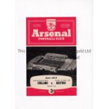 BOBBY MOORE Programme for England Youth v Austria at Arsenal FC 4/3/1958. Bobby Moore was listed.