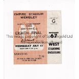 1966 WORLD CUP Ticket for the France v Mexico at Wembley, 13/7/1966. Generally good