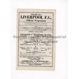 LIVERPOOL Single sheet home programme for the FL North match v Tranmere Rovers 23/12/1944,