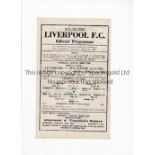 LIVERPOOL Single sheet home programme for the FL War Cup tie v Stockport County 13/1/1945, very