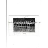 LAWTON / MERCER / BROOME / AUTOGRAPHS A 7" X 5" b/w board back team group signed by Tommy Layton,