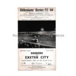 EXETER CITY Programme for the away Southern League match v Kidderminster Harriers 14/4/1952. Good