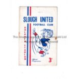 SLOUGH UNITED 1946/7 Home programme for the Friendly v 7th Carpation Rifle Battalion of the Army