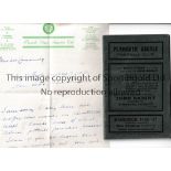 PLYMOUTH ARGYLE Handbook for 1946/7 plus a handwritten letter from the Plymouth Argyle Supporters