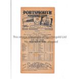 1946/7 PORTSMOUTH V ARSENAL Programme for the game at Portsmouth dated 26/12/46 Professional