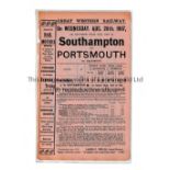 GREAT WESTERN RAILWAY HANDBILL 1907 Handbill for excursions to Southampton and Portsmouth issued