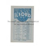 ILFORD FC Programme for the home Essex Cup match v Romford 26/3/1932. Generally good
