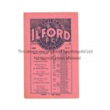 ILFORD FC Programme for the home League match v Nunhead 19/9/1931, slightly creased. Generally good