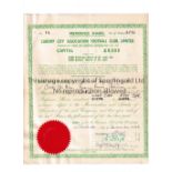 CARDIFF CITY Original share certificate with seal issued for 1,572 shares on 13/12/1945 signed by