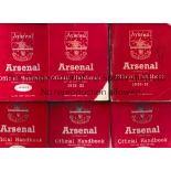 ARSENAL Twenty five handbooks: 1950/1 split spine and writing on cover, 1951/2 paper loss from the