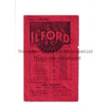 ILFORD FC Programme for the home Essex Cup match v Walthamstow Avenue 26/1/1935, slightly creased