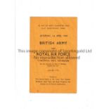 WAR-TIME FOOTBALL 1944 AT HEARTS Programme for British Army v R.A.F. 1/4/1944 including star