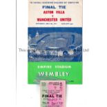 1957 FA CUP FINAL / ASTON VILLA V MANCHESTER UNITED Programme and ticket. Programme has a very