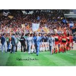 HOWARD KENDALL AUTOGRAPH A 16 x 12 col photo of the Everton manager leading his side out onto the