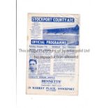 1945/6 FA CUP / STOCKPORT COUNTY V ROCHDALE Programme for the tie at Stockport 17/11/1945,