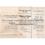 HALIFAX RUGBY LEAGUE Balance Sheets for the years 1930-31 & 1936-37, together with an appeal