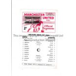 MANCHESTER UNITED V LIVERPOOL 1969 LANCASHIRE CUP FINAL Single sheet programme for the Final at
