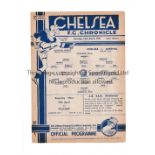 CHELSEA V ARSENAL 1941 Single sheet programme for the away Football League match at Chelsea 14/4/