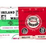 WALES V NORTHERN IRELAND 1946 - 2016 Thirty five programmes including George Best's International