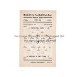 1945/6 FA CUP / BRISTOL CITY V YEOVIL & PETTERS UTD. Single sheet programme for the tie at Bristol