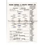 CHELSEA Single sheet programme for the away SECLC S-F v Fulham 15/12/1962, slightly creased, team