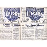 ILFORD F.C. Six home programmes in season 1955/6 v Briggs Sports FA Cup, Lengnau Friendly,