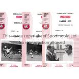 LEYTON ORIENT Complete home set for 1971/2, 21 League, 3 FA Cup and 1 League Cup. Bristol City has