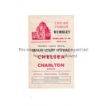 1944 FL SOUTH CUP FINAL / CHELSEA V CHARLTON ATHLETIC Programme has been professional repaired