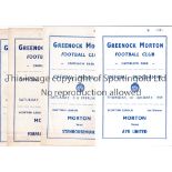 GREENOCK MORTON Five home programmes for 58/9 season v Ayr, Stenhousemuir, Forfar, Ayr and British