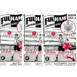 FULHAM Fifty home programmes 1955/6 - 1959/60. 9 X 55/6, 8 X 56/7, 3 X 57/8, 11 X 58/9 and 19 X 59/