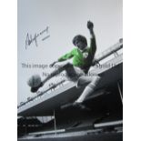 STEVE HEIGHWAY AUTOGRAPH A 16 x 12 colorized photo of the Ireland winger in a mid-air action pose