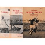 NORWAY FOOTBALL PROGRAMMES Nine home programmes v Poland 1963, West Germany 1958, Hungary 1957,