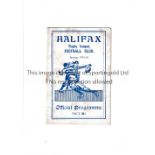 RUGBY LEAGUE / HALIFAX V WIDNES 1934 Programme for the game at Halifax dated 10/3/34. Rusty