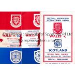 WALES FOOTBALL PROGRAMMES Seventeen home programmes 1952 - 1969 v Scotland 1952, slightly creased,