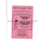 HEADINGTON UNITED V QUEEN'S PARK RANGERS 1955 Programme for the Friendly at Headington 8/1/1955,