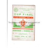 F.A. OF IRELAND CUP FINAL 1955 Programme for Drumcondra v Shamrock Rovers 24/4/1955 in Dublin.