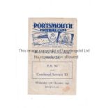 F.A. XI V COMBINED SERVICES XI AT PORTSMOUTH 1945 Programme for the match on 12/12/1945 including