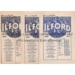 ILFORD FC Seven home programmes v Walthamstow 45/6 AC and 47/8 Essex Cup, Romford and Dulwich Hamlet