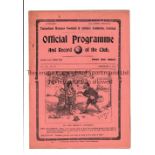TOTTENHAM HOTSPUR Gatefold programme for the home League match v Blackburn Rovers 5/12/1914. Very