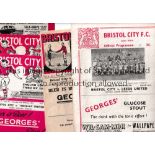 BRISTOL CITY Five home programmes v Nottingham Forest 11/11/1950, creased and slightly worn on the