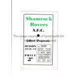 SHAMROCK ROVERS V BELFAST CELTIC 1939 Programme for the Challenge Match in Dublin 29/4/1939. Good